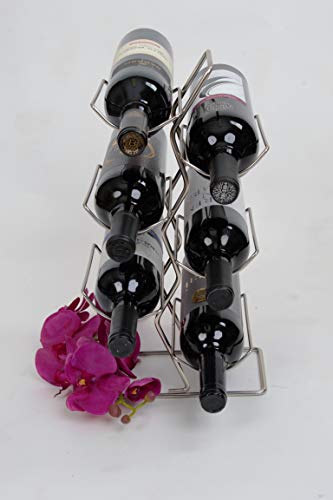 Elaine Karen Deluxe 6 Bottle Wine Tree Table Top Rack Storage Display Organizer Shelving - Chrome - Thumbnail 3