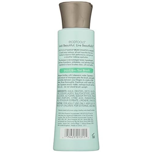 Ecotools Cruelty Free and Eco Friendly Makeup Brush Cleansing Shampoo, 6 Ounce; Wash Away Surface Makeup, Oil, and Impurities from Brushes Beauty & Personal Care, Tools & Accessories, Makeup Brushes & Tools, Brush Cleaners