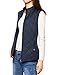Allegra K Women's Zippered Pockets Stand Collar Quilted Padded Vest M Dark Blue