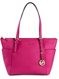 Michael Kors Jet Set Item Large East West Top Zip Leather Tote (Raspberry)