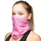 Debrief Me Neck Gaiter Mask Anti slip WELDED EDGE Balaclava Bandana Lightweight Breathable Face Protection from Sun Dust, Germ - Sport Scarf for Hiking Running Motorcycling Fishing (Pink)