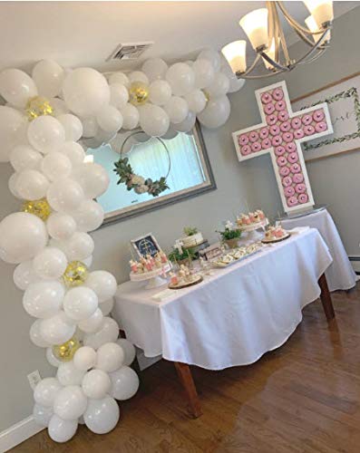 Big White and Gold Balloon Garland Arch Kit - Perfect Ballons for Baby or Wedding Shower Party Decorations - Giant White and Gold Baloon Arch Kits Wall