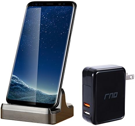 RND Type-C (USB-C) Dock for Google (Pixel/Pixel XL) LG (G5 G6 V20) OnePlus Samsung Galaxy (S8 S8 Plus)(Works with or Without a case) (Dual Charger Included) (Black)