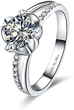 期間限定特別価格 女性の最高の純粋なスターリングシルバーリング1ctダイヤモンドの女性の結婚指輪をシミュレートする 11