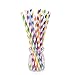 105 Paper Straws Multicolor Rainbow for Wedding Birthday Party Drinking Decoration Favor Supplies Striped 7 3/4 inch