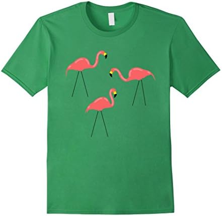 Mens 3 Retro Flamingos Plastic Pink Lawn Yard Ornaments T-Shirt 2XL Grass