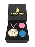Essential Oils Diffuser Jewelry Aromatherapy Necklace Gold Plated 316 Stainless Steel Tree of Life Pendant Locket 24” 2.5mm Chain and 7 Washable Refill Pads