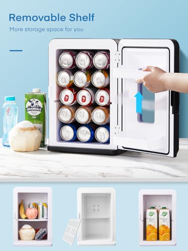 NORTHCLAN Mini Fridge 15 L / 21 Cans for Bedroom | 2 in 1 Small Fridge for Car, 12 V/220 V Portable Drinks Fridge with Cooling and Heating Function, ≤38 dB Eco Mode Quiet