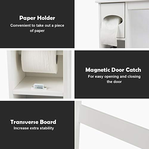 Tangkula Bathroom Space Saver, Wooden Over The Toilet Storage with Paper Holder