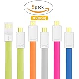 VOJO Tangle-Free Magnetic Short Micro USB Cable - 5 Pack