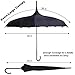 QUEENSHOW Pagoda Umbrella Retro Travel Stick Umbrella with Hook Handle Auto Open for Sun & Rain Protection, Black