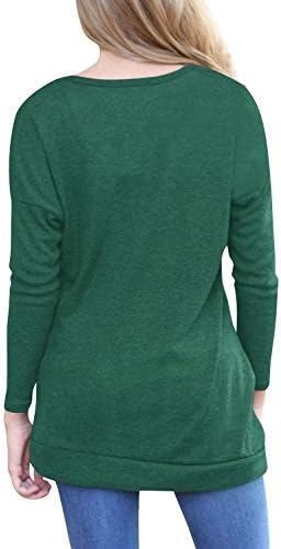 Flywm Women's Casual Long/Short Sleeve Crew Neck Button Decor T Shirt Tunic Top Loose Blouse