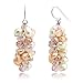 Genuine Pink and White Cultured Freshwater Pearl Cluster Bead Crystal Dangle Hook Earrings 1.6''