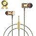 Ectreme Wired Metal in Ear Headphones, Noise Isolating Stereo Bass Earphones with Mic (Gold)