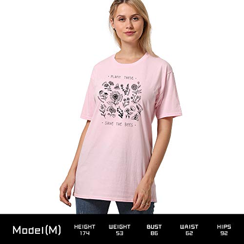 Women\'s Summer Plant These Save The Bees T-Shirts, Bee Kind Garden Birthday Gift Tank Tops for Women (Pink, Medium, m)