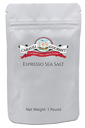 Espresso Fine Sea Salt - Pure All Natural Sea Salt Infused With Espresso Extract Flavor - Gluten Free No-MSG Non GMO For Grilling Baking Finishing Topping Desserts And More - 1 Pound Resealable Bag