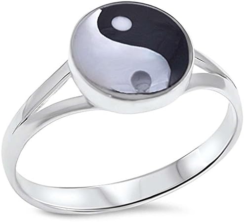 Ancient Chinese Symbol Yin Yang .925 Sterling Silver Ring sizes 6-10