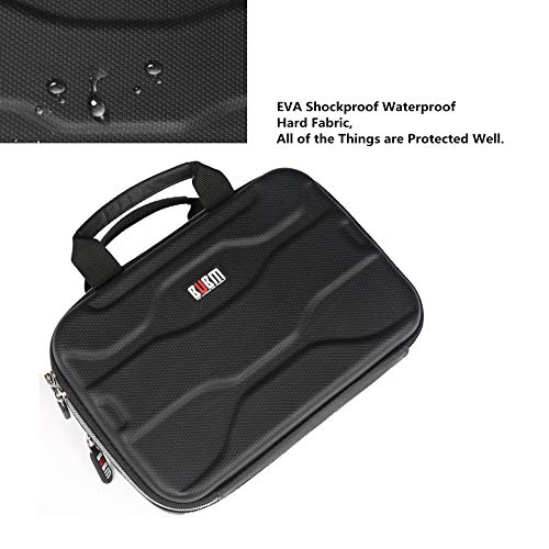 Electronics Organizer Travel Cable Cord Bag Accessories Gadget Gear Storage EVA Cases (Black-Extended) - Thumbnail 6
