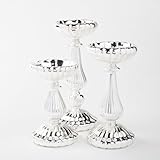 Eastland® Ribbed Silver Mercury Glass Pillar Candle Holder Set of 3 (3 Sizes)