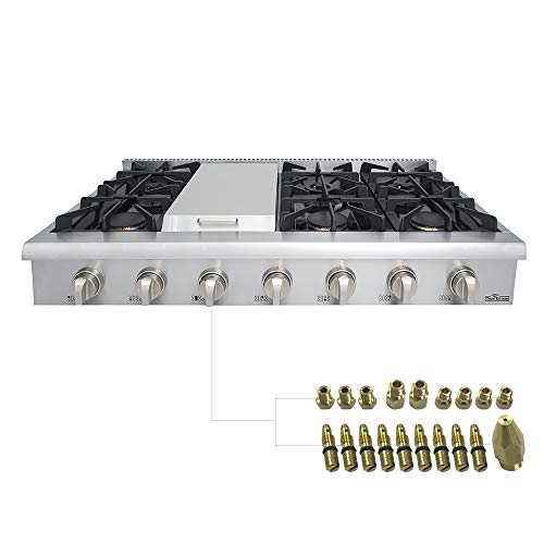 Thor Kitchen 48 in. Gas Rangetop HRT4806U with 6 Sealed Burners & 1 Griddle, in Stainless Steel