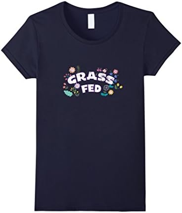 Womens Grass Fed T-Shirt for Vegetarian Clean Eating and Health Small Navy