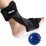 Plantar Fasciitis Night Splint Foot Drop Orthotic Supports Kit Adjustable Dorsal Night Splint Support Sleep, Recovery, Tendonitis, Arthritis with Hard Spiky Massage Ball (Black)