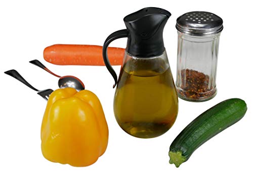 Brieftons Oil & Vinegar Dispensers: 2 x 18.6 Oz Leakproof Glass Dispenser Bottles, Dual Condiment Dispensing Cruet Containers, with Automatic Stopper, Drip-Free & Spill-Free Spout, Non-Slip Handle - Thumbnail 5
