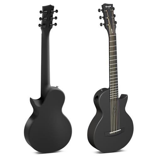 Enya Nova Go Mini Guitar - Acoustic Guitar Black 1/4 Size Carbon Fiber Travel Guitar for Adults Beginners Starter Set Music Education for Children Easter Birthday Christmas Gift