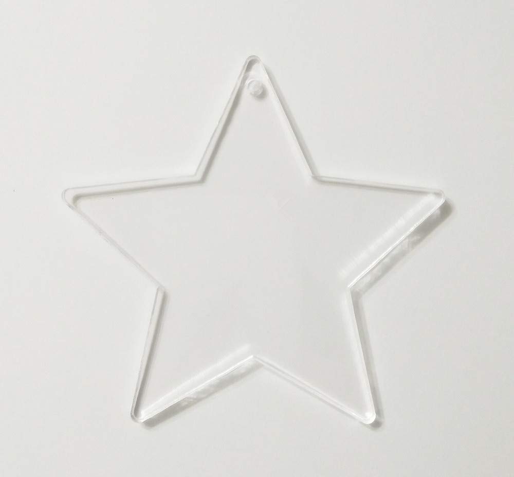 RUIXUAN 15PCS of Acrylic Christmas Ornaments Blanks Stars 1/8" Thick Clear Acrylic Star Key Chain Laser Cut Eco-Friendly Christmas Tags (2.5")
