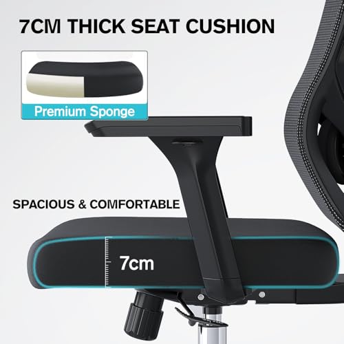 Eucladoceros M16 Ergonomic Office Chair, Desk Chair with 3-Stage Tilt Lock, Headrest, 3D Armrests and Lumbar Support, Computer Chair & Gaming Chair, Mesh Swivel Home Office Chair, Black