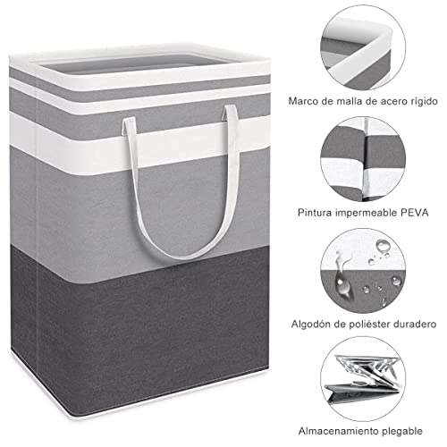 MXCOCO Cesto para Ropa Sucia de 75L, Cesta de Lavandería Plegable de Gran Capacidad, Cesto de Almacenamiento de Ropa con Mango de Cuerda para Alamcenamiento y Organización en Baño y Dormitorio.
