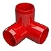 FORMUFIT 3/4” 3-Way Elbow Furniture Grade PVC Fitting in Red, Made in USA, UV-Resistant, Impact-Proof, 1.050” Actual Socket Diameter (Pack of 8)