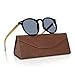Bamboo Sunglasses By Reys: Handmade Wooden Glasses For Men And Women, Round Frame Polarized Lenses With UV Sun Ray Protection, Unisex Designer Eyewear, With Collapsible Protective Case