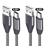 USB C Cable 6.6FT 2 Pack, USB A 2.0 to Type C Charger Cord Nylon Braided USB-C Charging Cables fit Samsung Galaxy S9 S8 Plus S9+ S8+ Note 9 8 LG V30 V20 G6 G5 Google Pixel 2 XL Moto Z2 Nintendo Switch