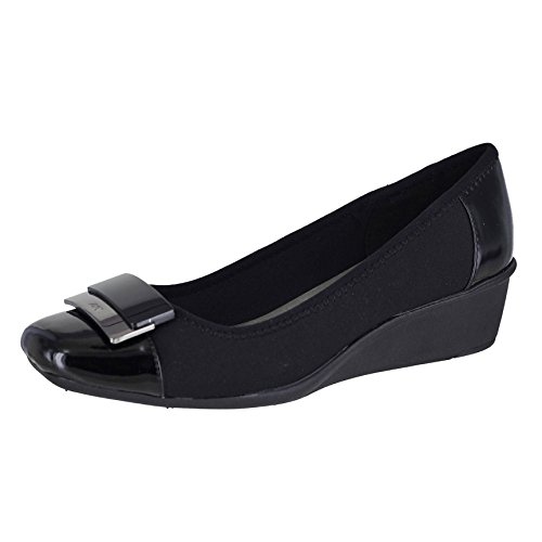 Anne klein sport waverly black multi fabric womens wedg…