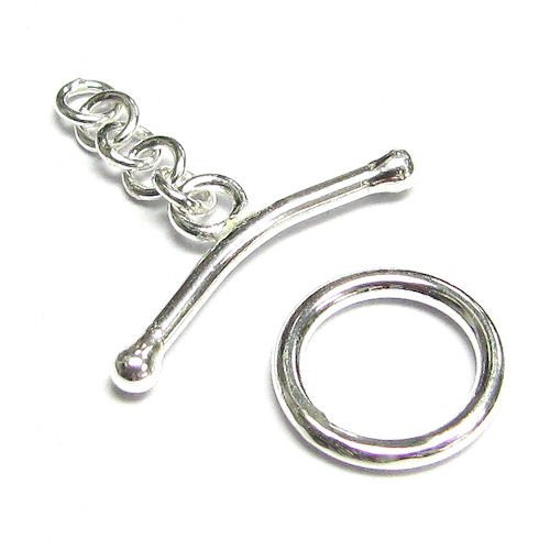 2 sets .925 Sterling Silver Strand Round Toggle Clasp Bead 9.5mm/Findings/Bright