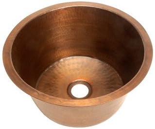 Belle Foret BFC3BARORB Large Round Copper Bar Sink with Flat Bottom, Oil Rubbed Bronze