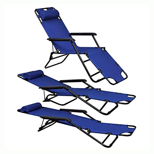 Sunlounger, Folding Sun Lounger 2 pcs with Footrests Steel Blue