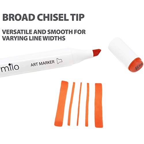 MILO 24 Art Marker Set Dual Tip Artist Markers | Brush Tip and Chisel Tip | Alcohol Based Coloring Markers | includes Marker Storage Box - Thumbnail 3