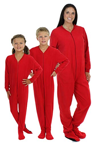 SleepytimePJs Family Matching Red Fleece Onesie Pjs Footed Pajamas for Family-Kids (STM717-K-RED-12)