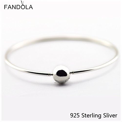 Essence Bangle Fits Pandora Jewelry Small Beads 925 Sterling Silver Clear CZ DIY Original Charms (17CM)