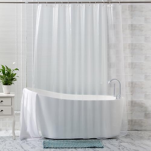 WedDecor Heavy Duty Transparent PEVA Shower Curtains Liner Mould & Mildew Resistant With 12 Curtain Hooks Waterproof Clear Bath Curtain, 180cm x 200cm