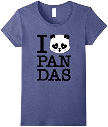 Womens I Love Pandas Shirt Girls Kids Women Panda Shirt Small Heather Blue