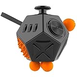 Oliasports Fidget Cube Relieves Stress And Anxiety Toy-12 Side-Black&Orange