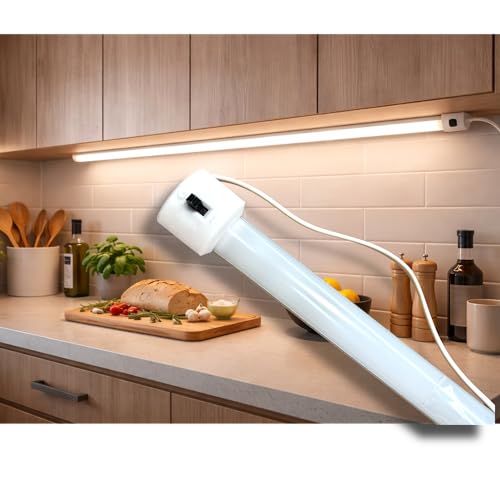 INTENSESO - Lámpara LED Sobreponer Esquinero con Apagador y Clavija (Luz Cálida 2700K, 1mt)