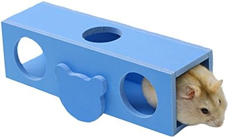 HZX Store Funny Wooden Exercise Toy For Pet Syrian Hamster Gerbil Rat Mouse Chinchillas Guinea Pig Squirrel Small Animal House Cage Bite Teeth Chew Toys (Blue)