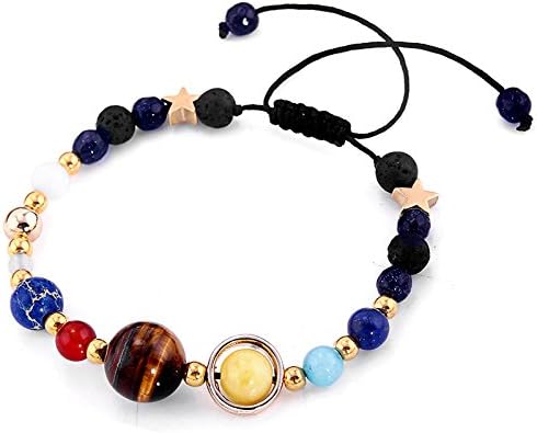 Galaxy the Eight Planets Solar System Guardian Star Natural Stone Beads Bracelet Bangle