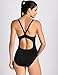 SYROKAN Women's Sleek Solid Elite Training Sport Athletic One Piece Swimsuit Black 32 Inch