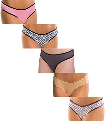 Women's Sexy Shirred back super soft bikini thong panty (Medium, Combo 1)
