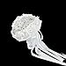 vLoveLife Luxurious White Wedding Bridal Bouquet Advanced Bridal Bridesmaid Bouquets Artificial Rose Flower Posy With Rhinestone Diamonte Metal Satin Ribbon Decor